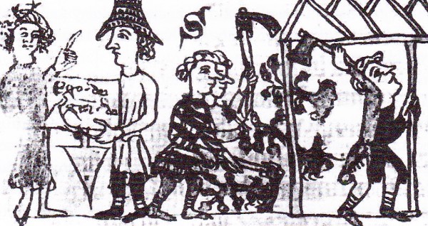 Zakládání středověké vsi - dobová ilustrace